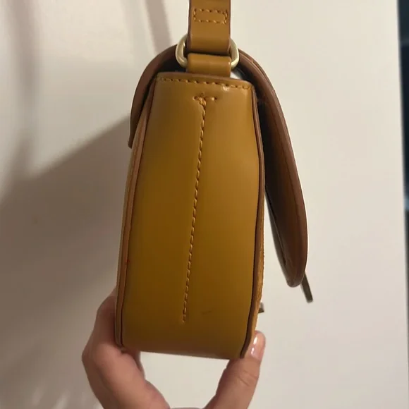 Zara Suede Bag Gold Ring Chloe Bag Carmel Tan Leather Suede Satchel Crossbody - Picture 7 of 7